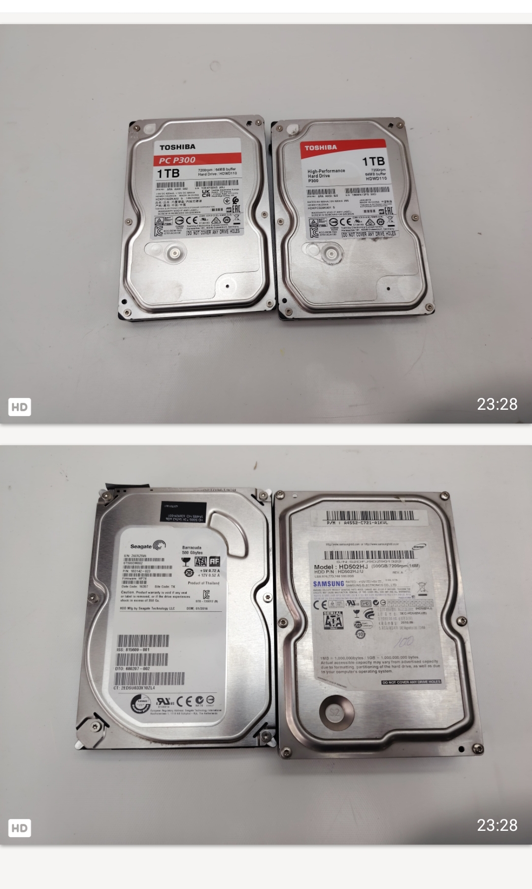 3.5 İNÇ 1TB  HDD % 100  SAĞLIK SORUNSUZ DİSKLER